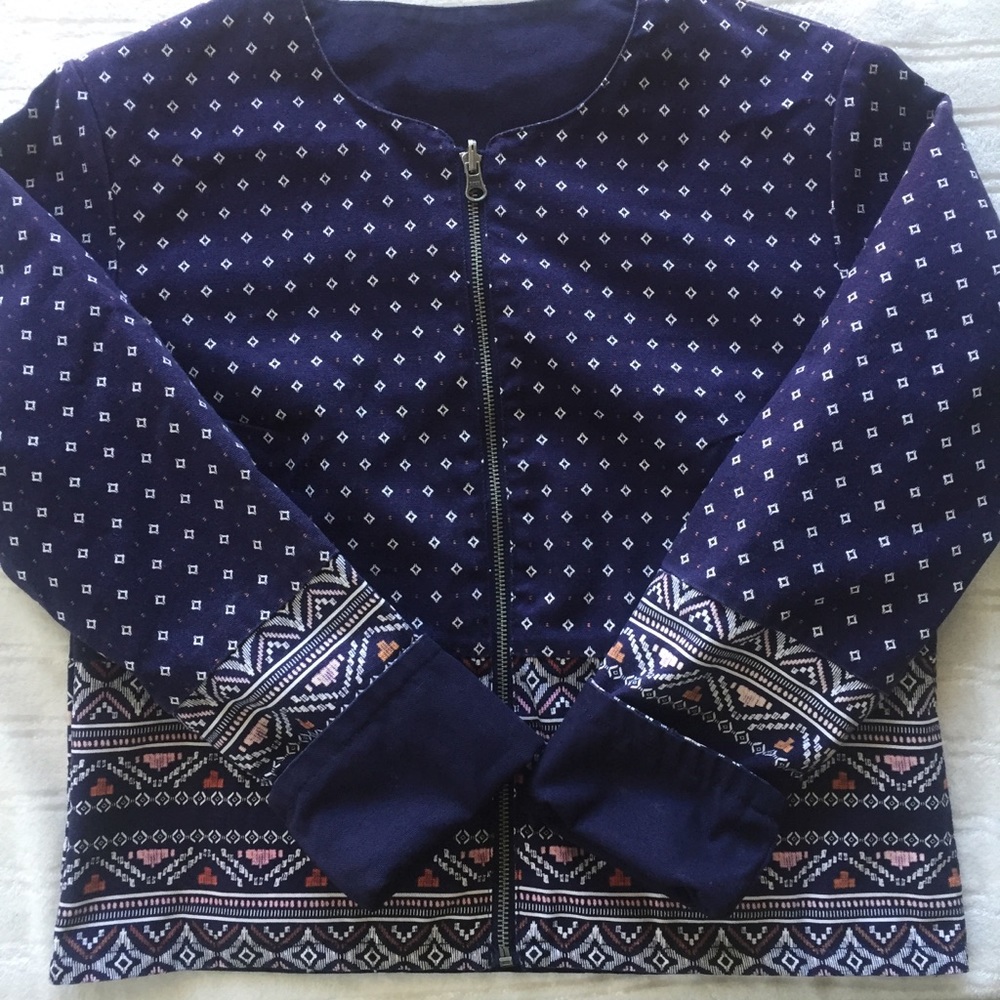 Roxyreversible Patterned Denim Jacket- Sz Med - image 5